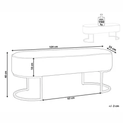 Leen Bakker MILRY - Voetenbank - Lichtgrijs - Fluweel Clearance