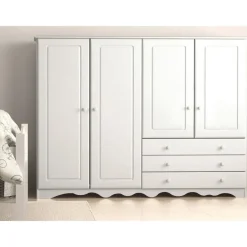 Loft24 Minik - Kledingkast met 4 deuren en 3 laden en wit grenen Online