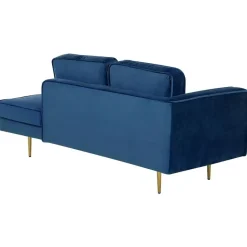 Beliani MIRAMAS - Chaise longue - Blauw - Linkerzijde - Fluweel New