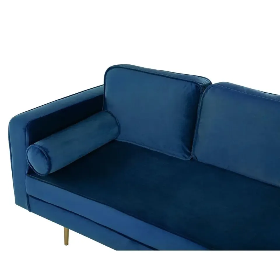 Beliani MIRAMAS - Chaise longue - Blauw - Linkerzijde - Fluweel New