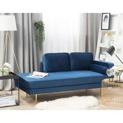 Beliani MIRAMAS - Chaise longue - Blauw - Rechterzijde - Fluweel Best