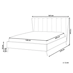 Beliani MIRIBEL - Tweepersoonsbed - Taupe - 140x200 - Fluweel Clearance
