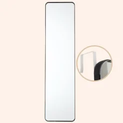 MISOU Deurspiegel Wandspiegel Passpiegel Ovaal Zwart 120x30cm Metaal New