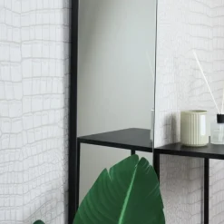 MISOU Deurspiegel Wandspiegel Passpiegel Ovaal Zwart 120x30cm Metaal New