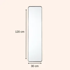 MISOU Deurspiegel Wandspiegel Passpiegel Ovaal Zwart 120x30cm Metaal New