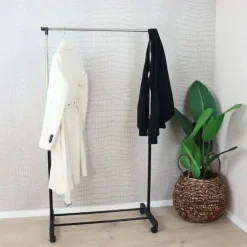 MISOU Kledingrek op Wieltjes Enkel Zwart Metaal Verstelbaar Clearance