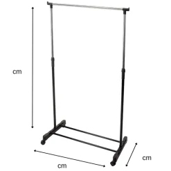 MISOU Kledingrek op Wieltjes Enkel Zwart Metaal Verstelbaar Clearance