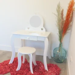 MISOU Make up Tafel voor Meisjes Kaptafel Kind met Kruk en Spiegel Best