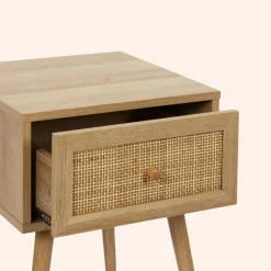 MISOU Nachtkastje Met Lade Rotan Webbing Hout Hot