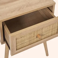 MISOU Nachtkastje Met Lade Rotan Webbing Hout Hot
