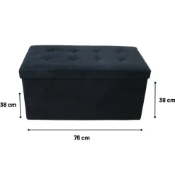 MISOU Opbergbox met Bank Velvet Zwart Opbergbank Poef met Opbergruimte Best