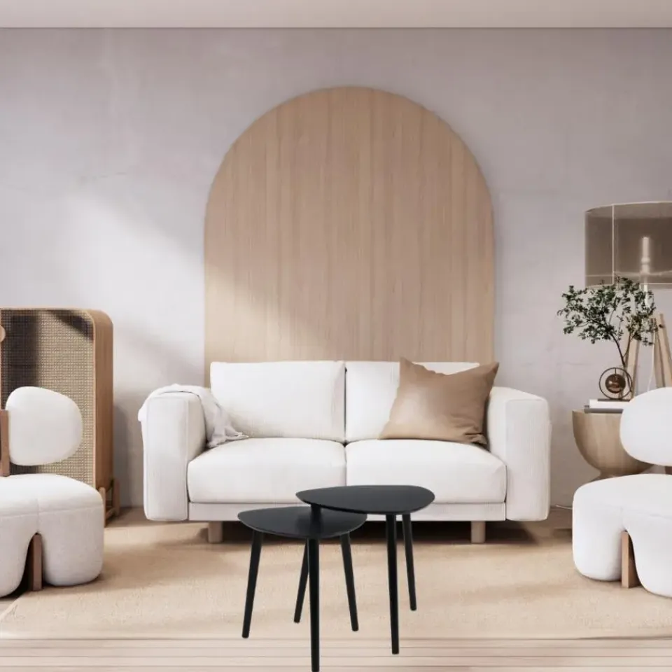 HIXA MISOU Salontafel Set van 2 Bijzettafel Diehoekig Zwart Bijzettafeltje New