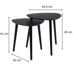 HIXA MISOU Salontafel Set van 2 Bijzettafel Diehoekig Zwart Bijzettafeltje New