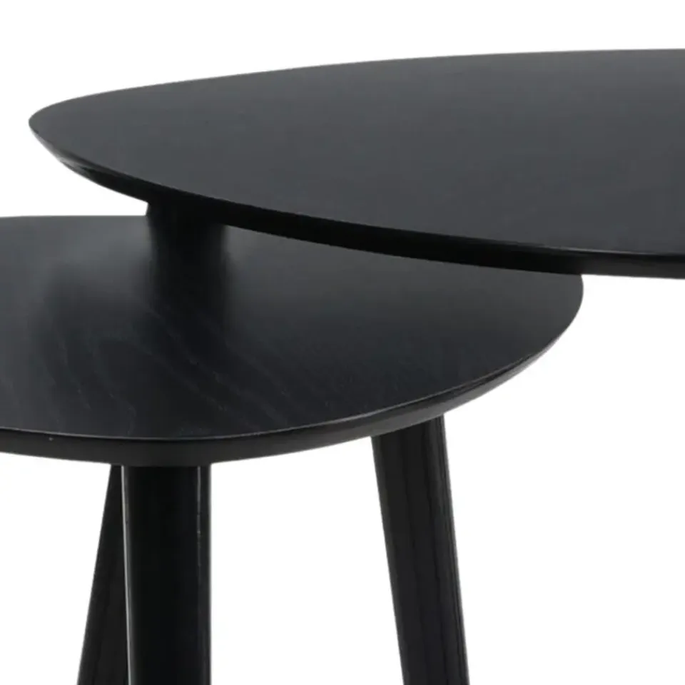 HIXA MISOU Salontafel Set van 2 Bijzettafel Diehoekig Zwart Bijzettafeltje New