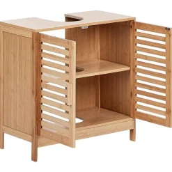 Beliani MISSOULA - Wastafelkast - Lichthout - Bamboe Online