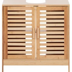 Beliani MISSOULA - Wastafelkast - Lichthout - Bamboe Online