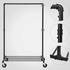 ACAZA Mobiel kledingrek - 1 rail - zwart Discount