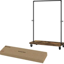 Merkloos Mobiel kledingrek - rustiek heavy-duty - 1 rail - industrieel design - bruin Outlet