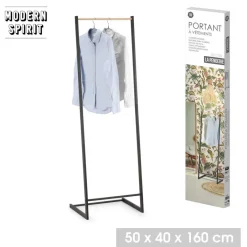 Modern Spirit Kledingrek enkele stang - metaal- zwart - 80x145cm Clearance