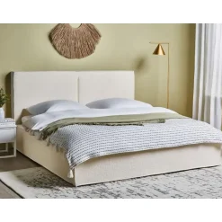 Beliani MOISSAC - Tweepersoonsbed - Off-white - 180 x 200 cm - Polyester Online