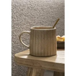 Leen Bakker Mok met oor Mila - beige - stoneware - 340 ml