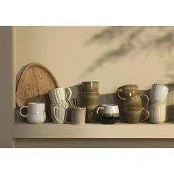 Leen Bakker Mok met oor Nora bruin stoneware - 220 ml New