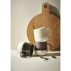 Leen Bakker Mok met oor Pippa - crème - stoneware - 400 ml Best