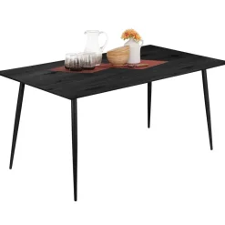 Loft24 Monza - Eettafel 160x90 cm 6 zitplaatsen zwart hout look