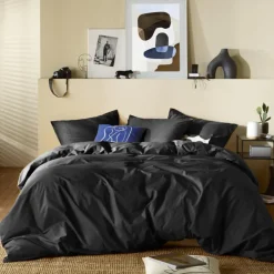 Moodit Dekbedovertrek Basil Black - Tweepersoons - 200 x 220 cm - Katoen New