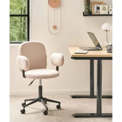 Leen Bakker MORAGA - Bureaustoel - Beige - Bouclé Best