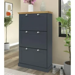 Loft24 Motala - Schoenenkast met 3 kleppen in antraciet Clearance