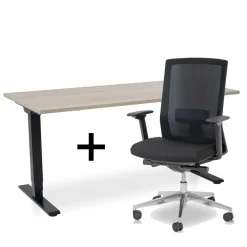 MRC COMFORT Set - Zit-sta bureau + stoel - 160x80 - midden eiken Hot