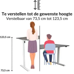 Lineaflex MRC MRC EASY Zit-Sta Bureau – Elektrisch Verstelbaar – 140x80 cm – Blad Sand Grey Discount