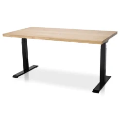 Lineaflex MRC MRC Zit-sta bureau massief eiken blad 180x90 zwart frame NEN-EN 527 Clearance