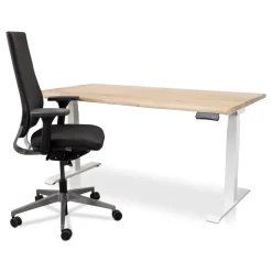 Lineaflex MRC MRC Zit-sta bureau massief boomstam blad 140x80 wit frame NEN-EN 527 Sale