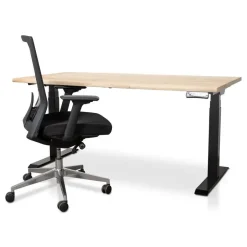 Lineaflex MRC MRC Zit-sta bureau massief boomstamblad 120x80 zwart frame NEN-EN 527 New