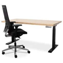 Lineaflex MRC MRC Zit-sta bureau massief eiken blad 160x80 zwart frame NEN-EN 527