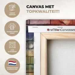 MuchoWow Canvas Schilderij 120x80cm Aap Graffiti Muziek Sale