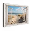MuchoWow Canvas Schilderij 90x60cm Raam Zee Kust Natuur Outlet