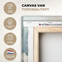 MuchoWow Canvas Schilderij 90x60cm Abstract Kunst Gold Blauw Clearance