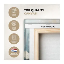 MuchoWow Canvas Schilderij 90x60cm Abstract Kunst Gold Blauw Clearance