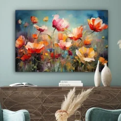 MuchoWow Canvas Schilderij 120x80cm Bloemen Watercolor Kunst New