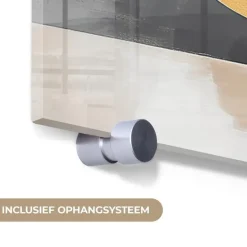 MuchoWow Glasschilderij 90x60cm Abstract Goud Zilver Vormen Clearance