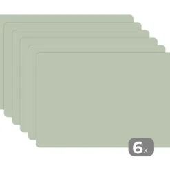 MuchoWow Placemat (6stuks) 45x30cm Mintgroen Effen kleur Discount