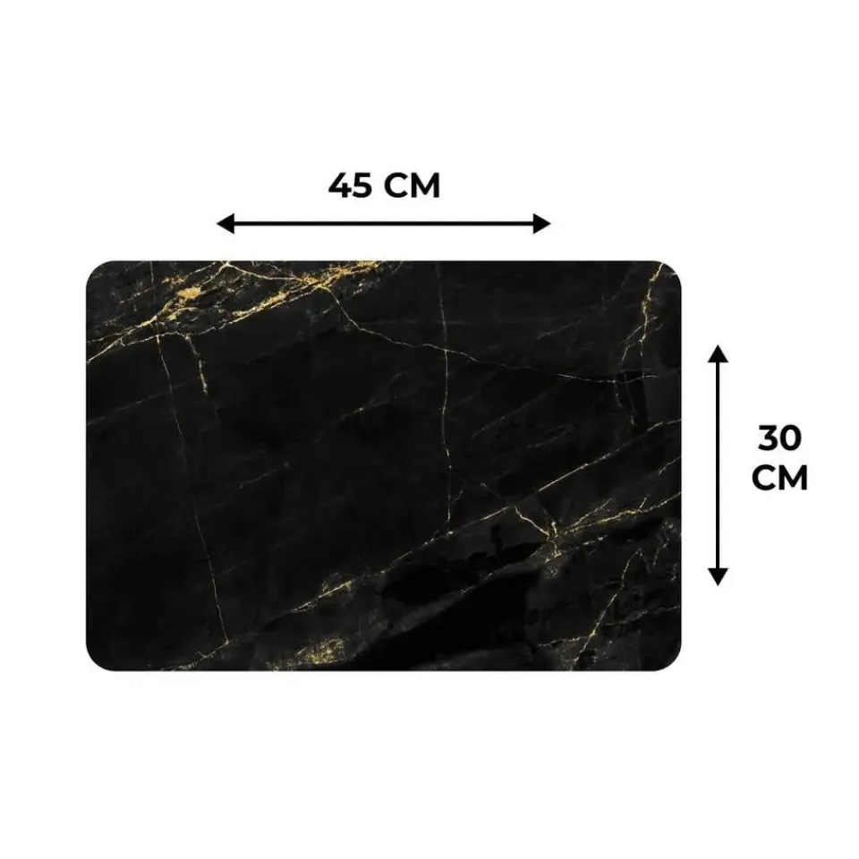 MuchoWow Placemat (6stuks) 45x30cm Marmer look Luxe Zwart Goud New