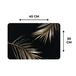 MuchoWow Placemat (6stuks) 45x30cm Bladeren Planten Goud Zwart Clearance