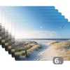 MuchoWow Placemat (6stuks) 45x30cm Duin Meeuw Strand Zee Zon Outlet
