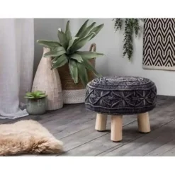 Beliani MUNDRA - Hocker - Grijs - Katoen Hot