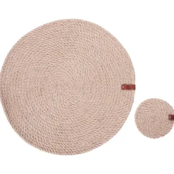 Leen Bakker MUNTRIES - Set van 12 placemats en onderzetters - Natuurlijk - Jute Online