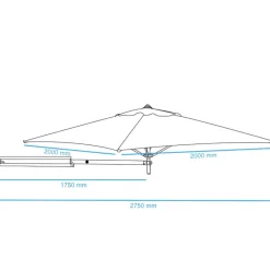 ACAZA Muurparasol Vierkant - 200x200cm - met muurbevestiging - Ecru - Gebroken wit Sale